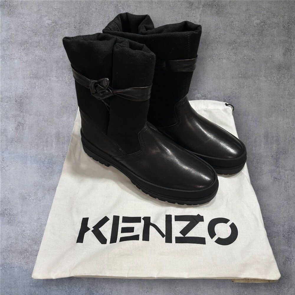 NEW $590 - KENZO Boots/booties Woman's EU SIZE 38 Black LEATHER/CANVAS